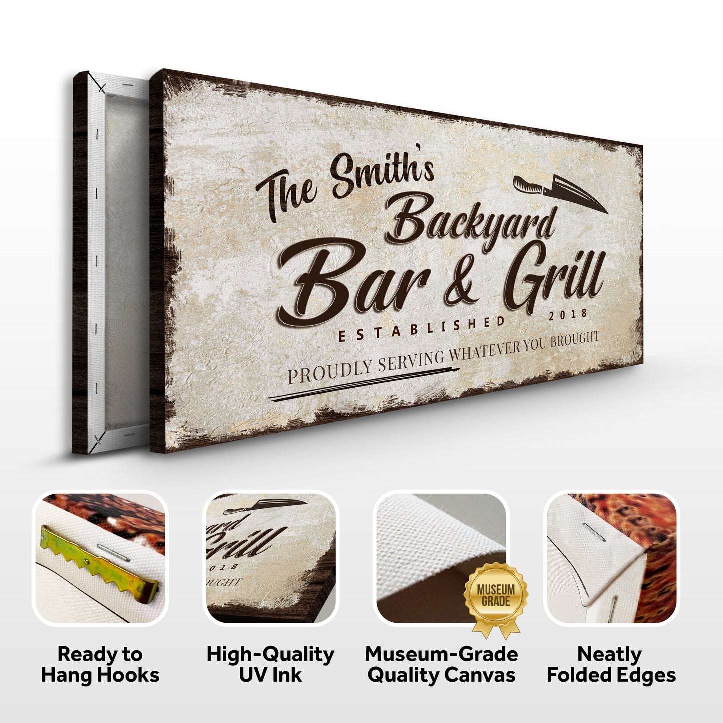 Backyard Bar And Grill Canvas Sign XVI