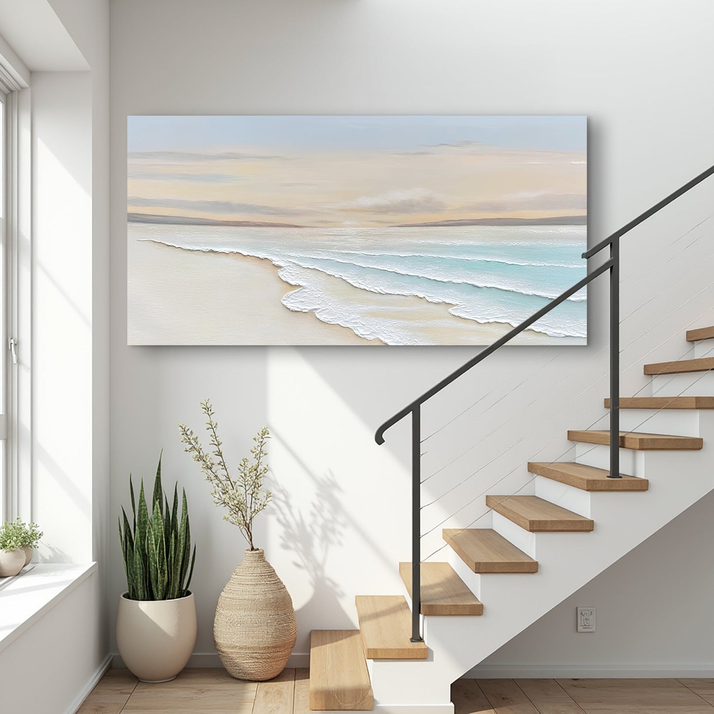 Serene Ocean Wave Coastal Canvas Wall Art