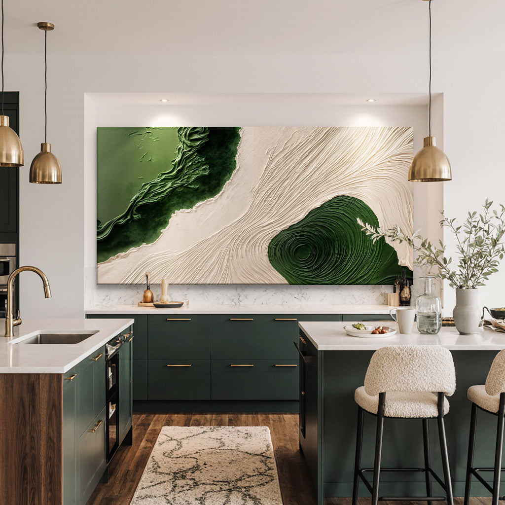 Green Rivers Abstract Canvas Wall Art XII