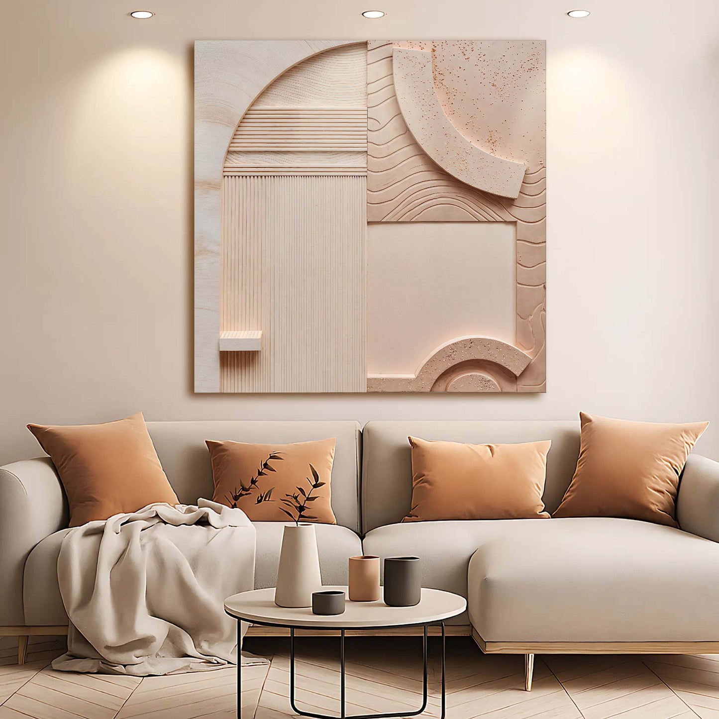 Minimalist Peach Clay Abstract Canvas Wall Art