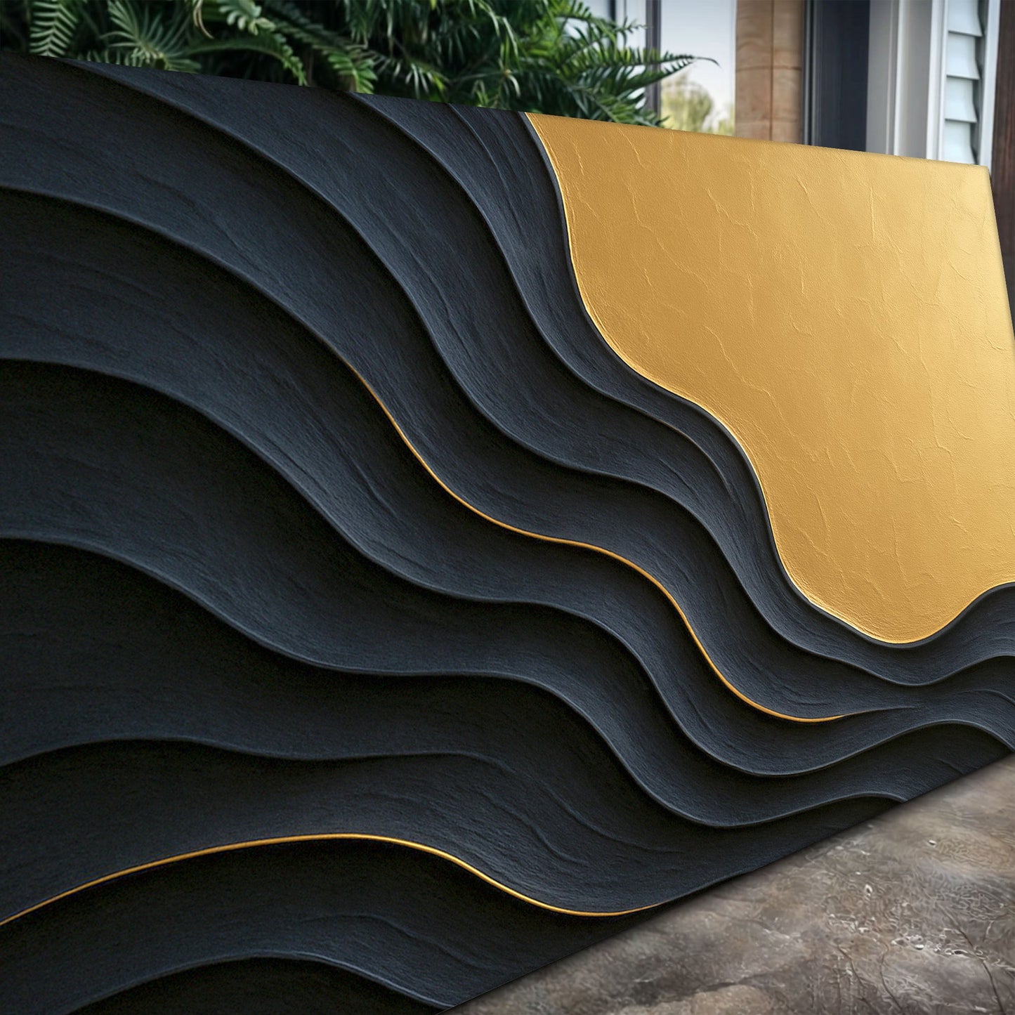 Black and Gold Minimalist Abstract Canvas Wall Art