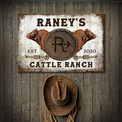 Limousin Cattle Brand rustic word-art ranch canvas sign