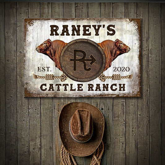 Limousin Cattle Brand rustic word-art ranch canvas sign