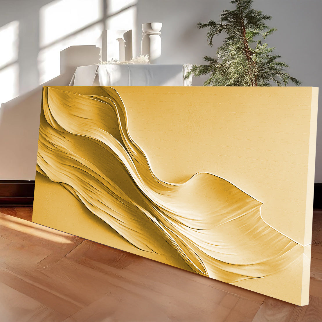 Gold Minimalist Canvas Wall Art - Abstract Gold Print