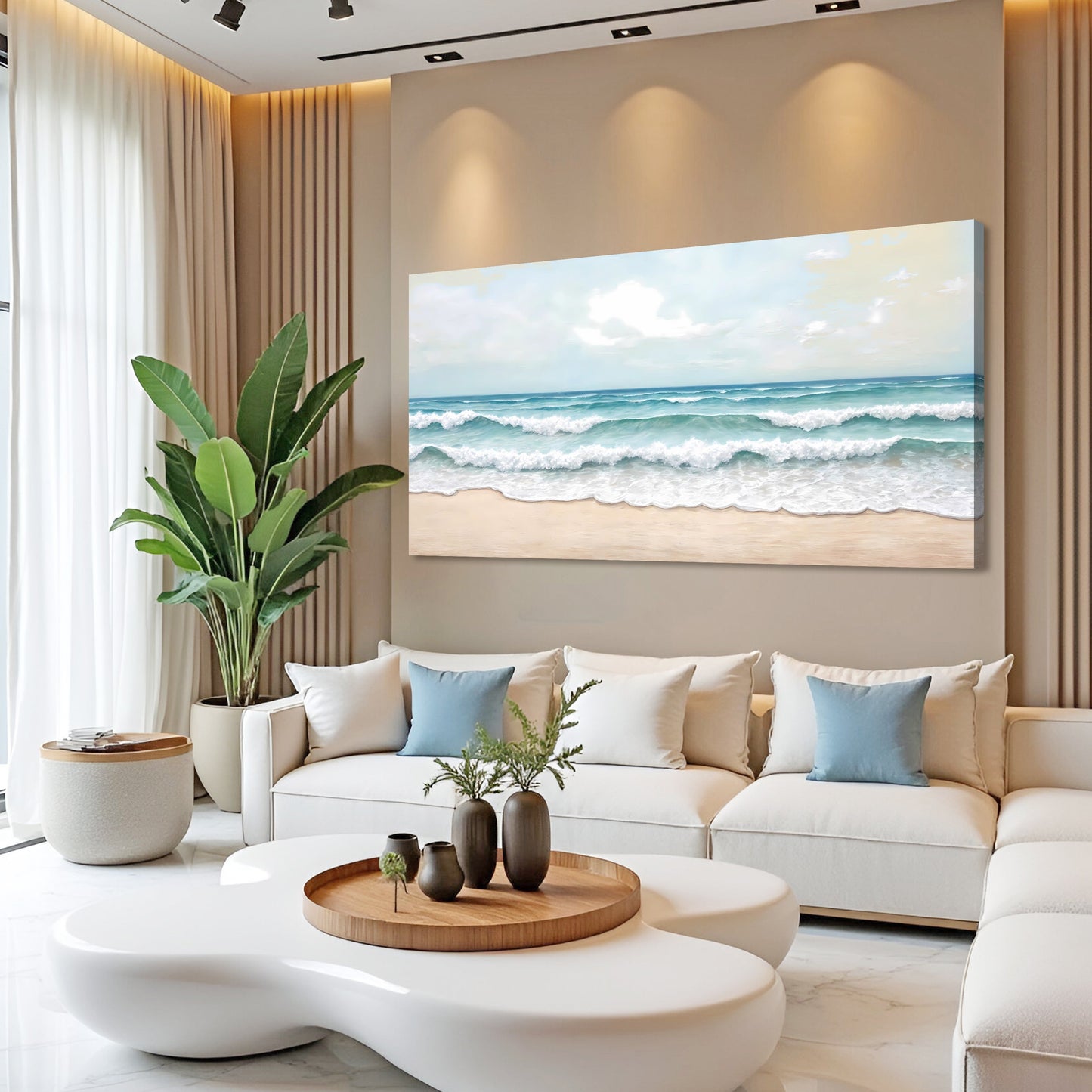 Serene Ocean Wave Coastal Canvas Wall Decor