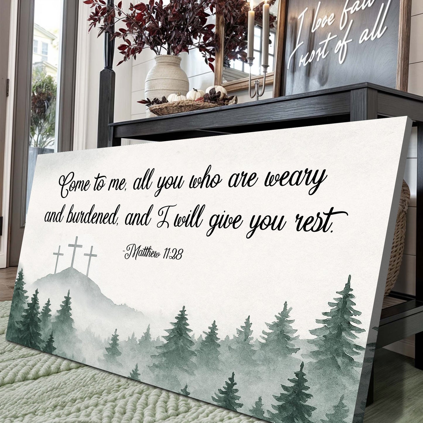 Come To Me Matthew 11:28 Faith Canvas Sign