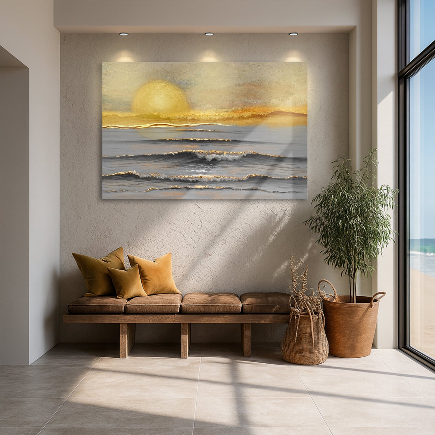 Golden Horizon Calm Canvas Wall Art - Landscape Print