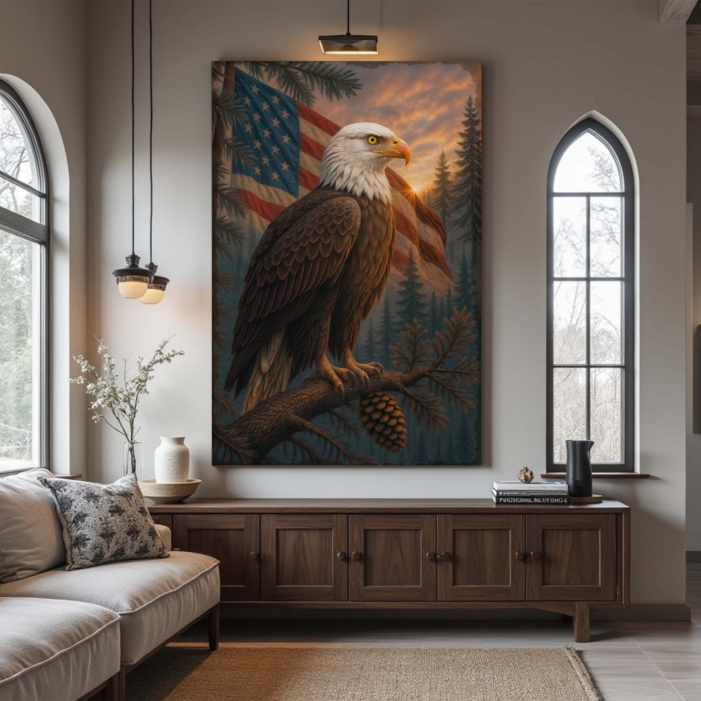 Sentinel of the Pines Eagle Canvas Wall Art
