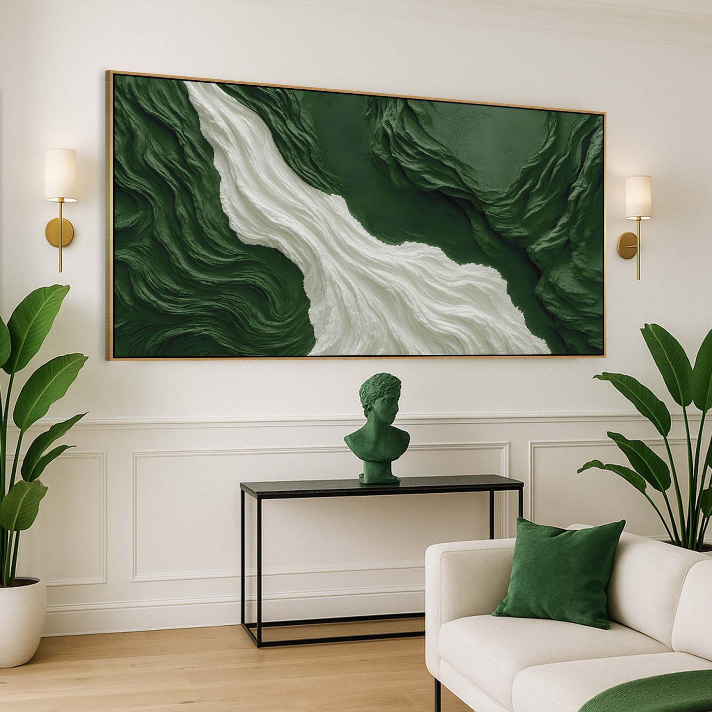 Green Rivers Abstract Canvas Wall Art
