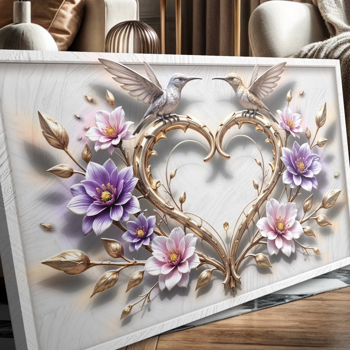 3D Hummingbirds Canvas Wall Art V