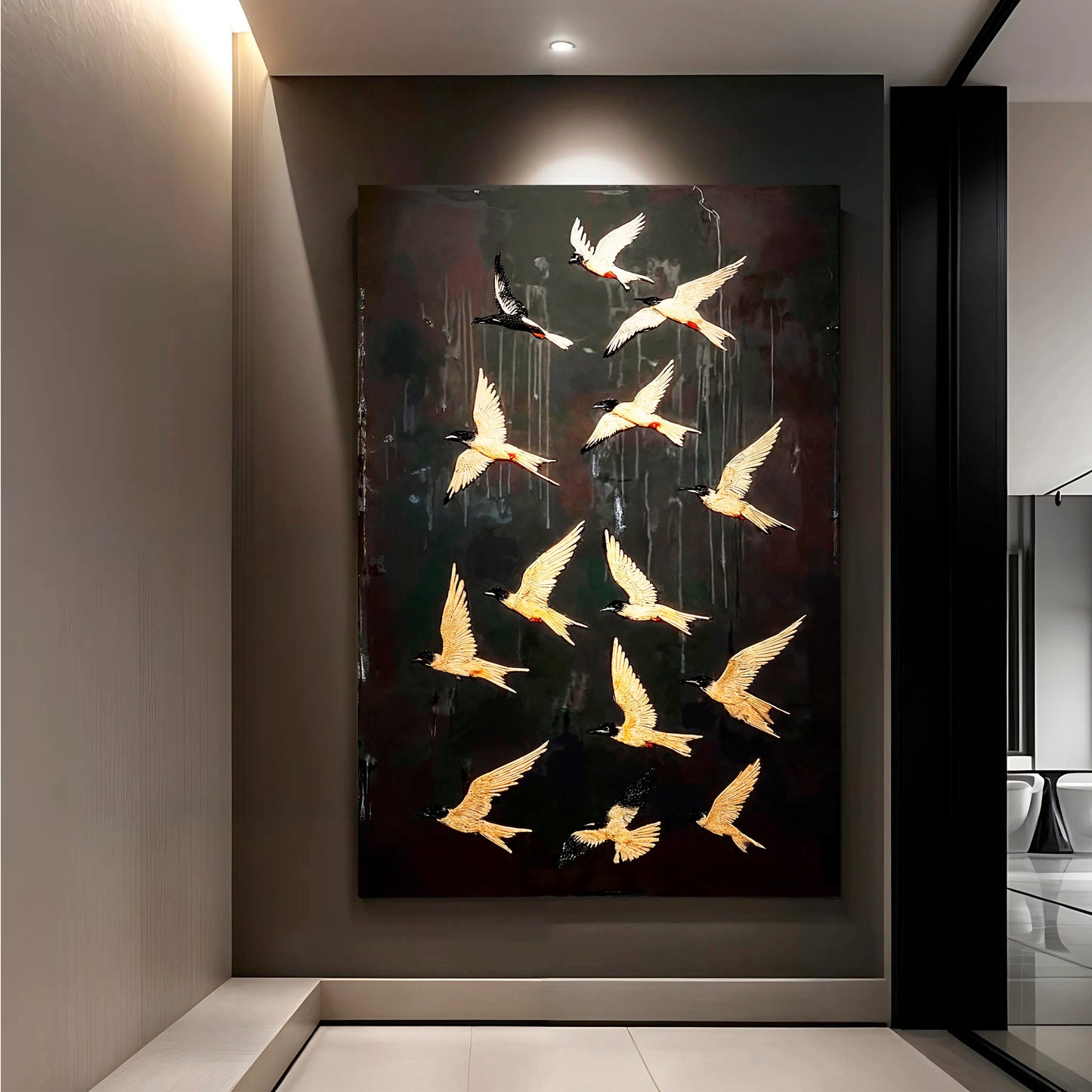Abstract Flying Swallow Canvas Wall Art