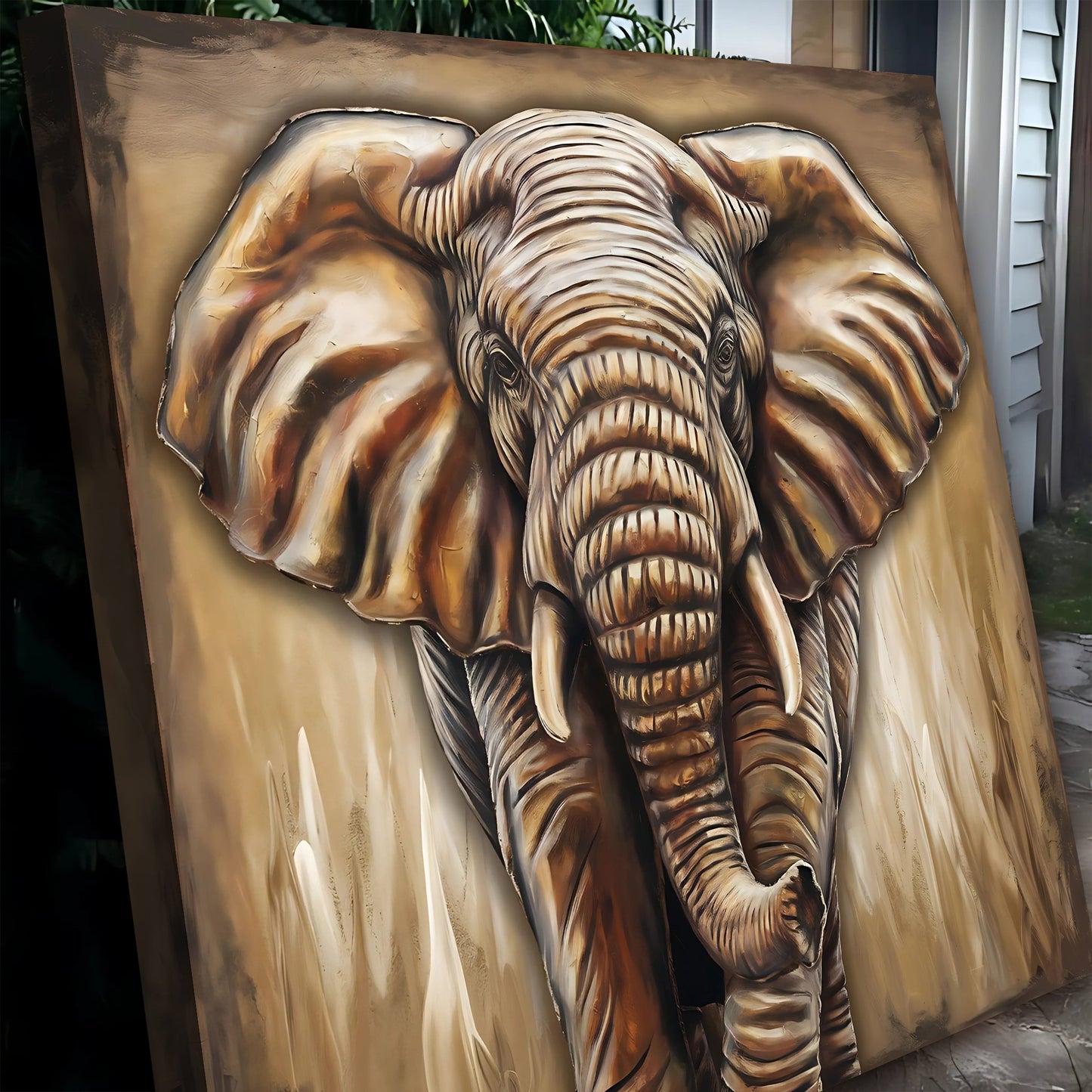 3D Elephant Canvas Wall Art