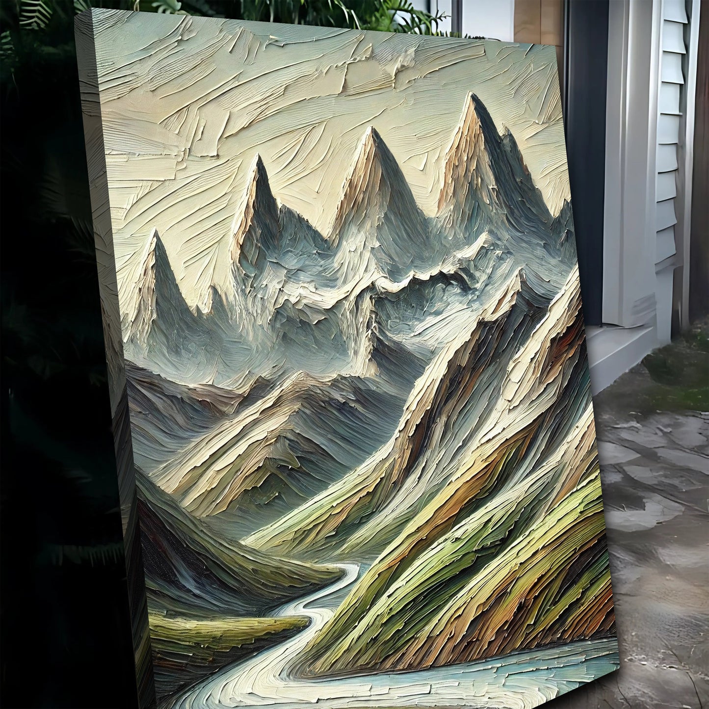 Abstract Mountain And River Landscape Canvas Wall Art II