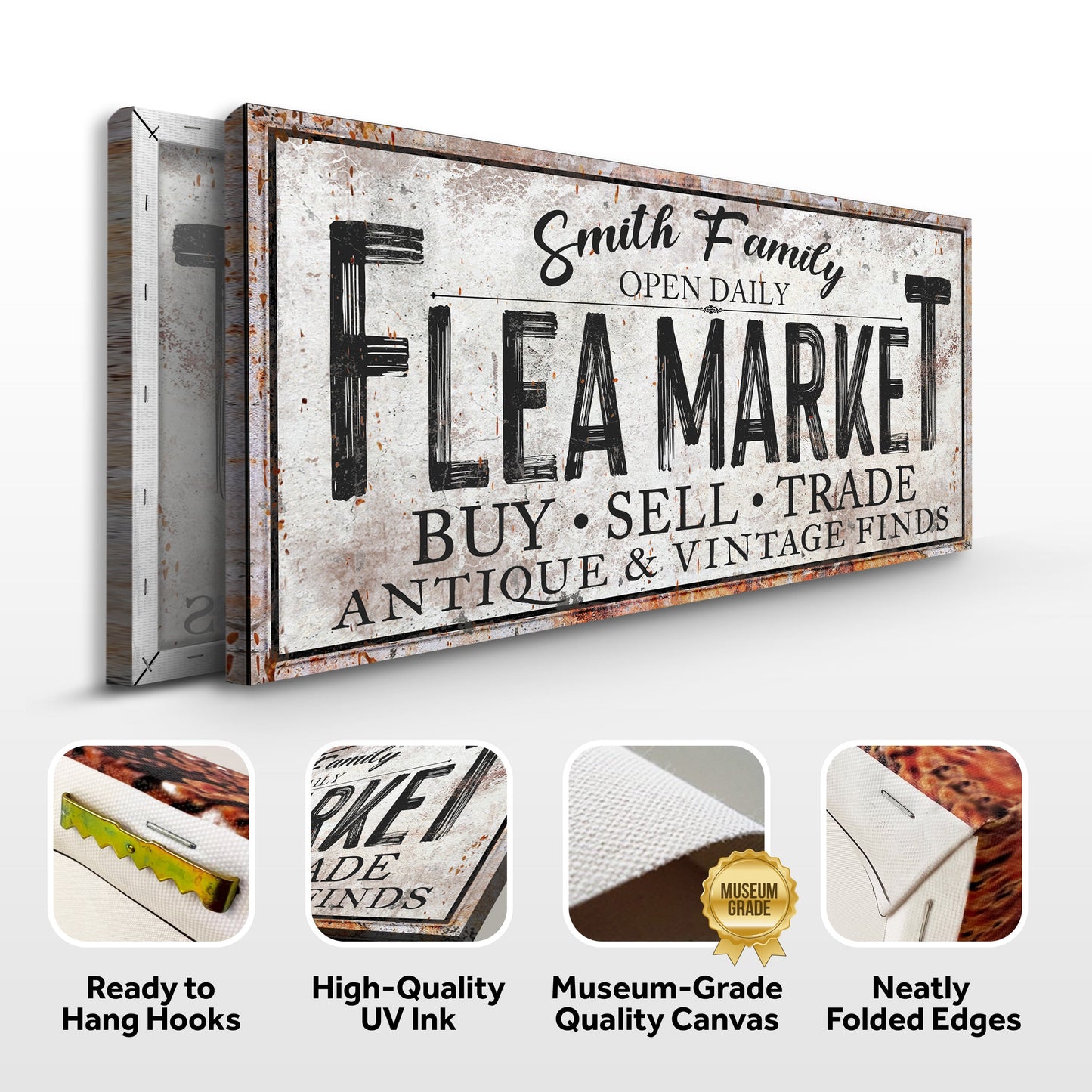 Family Flea Market Vintage Canvas Wall Art Sign