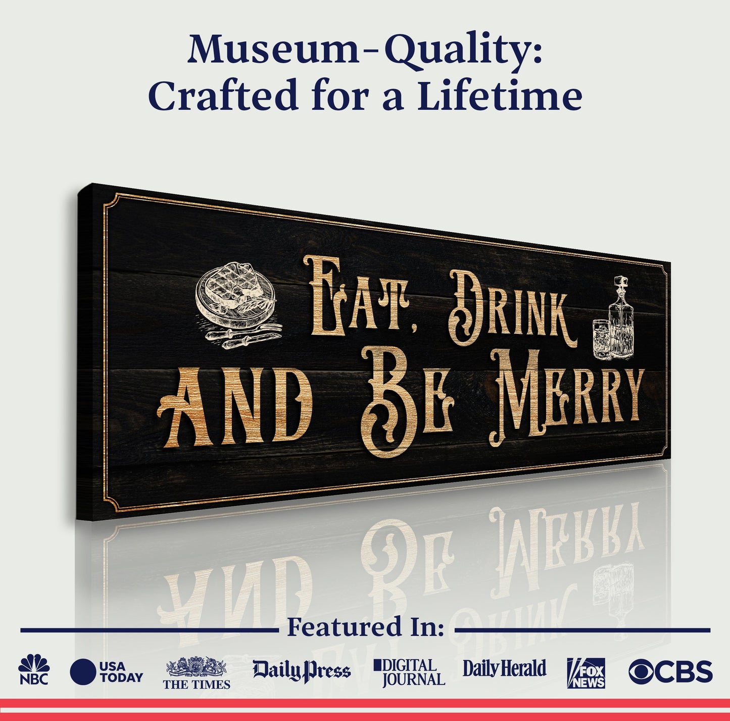 Eat Drink and Be Merry Family Canvas Wall Sign