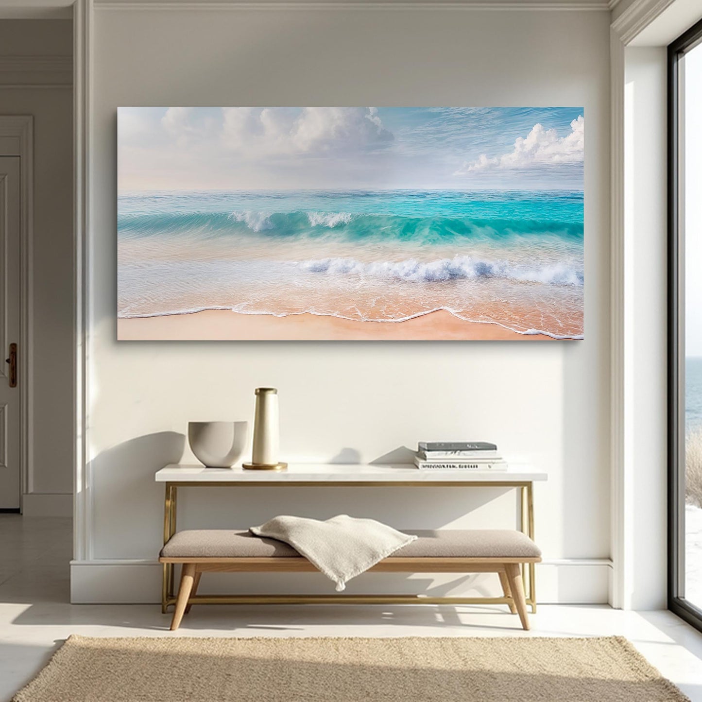 Serene Ocean Wave Coastal Canvas Wall Art