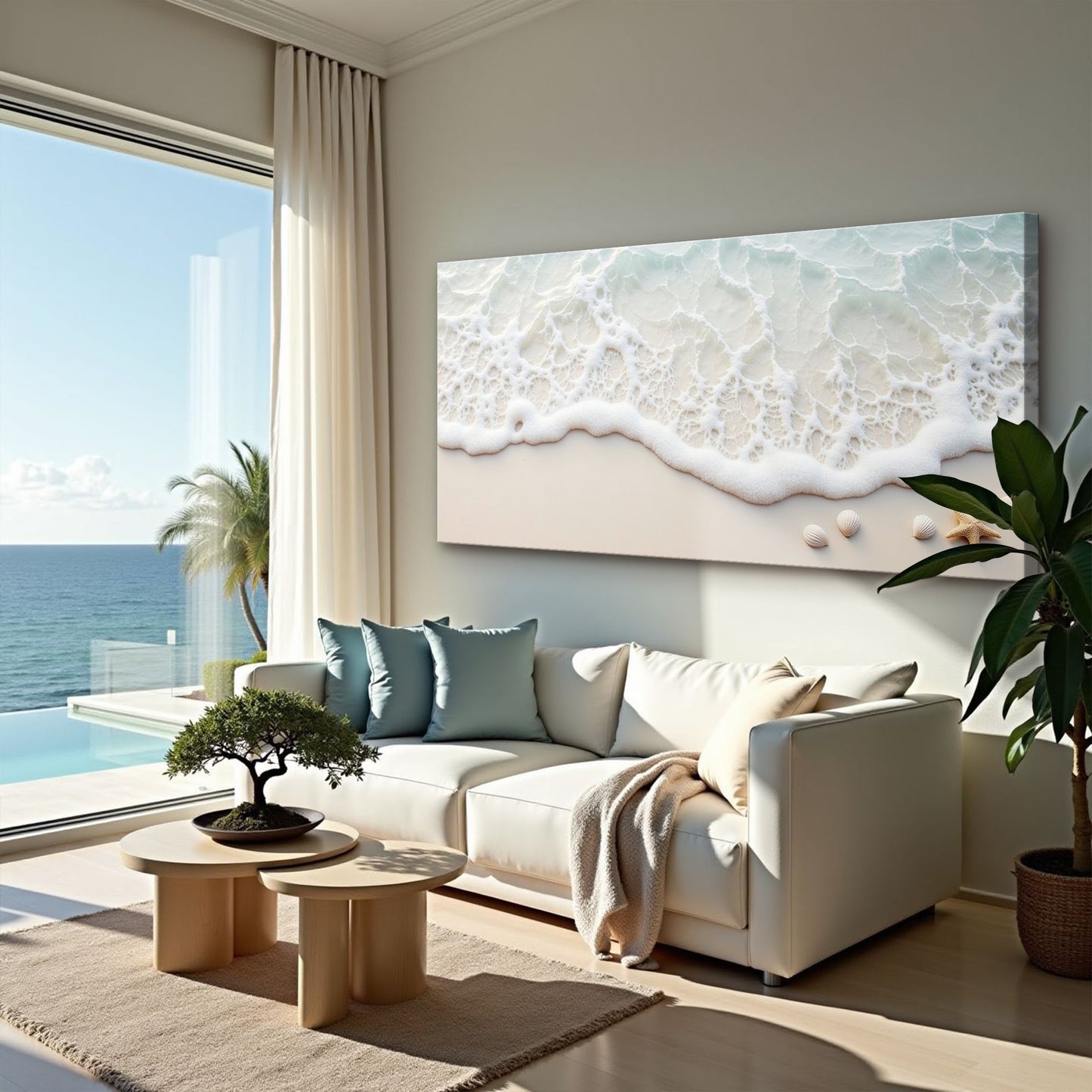 Serene Ocean Wave Coastal Canvas Artwork