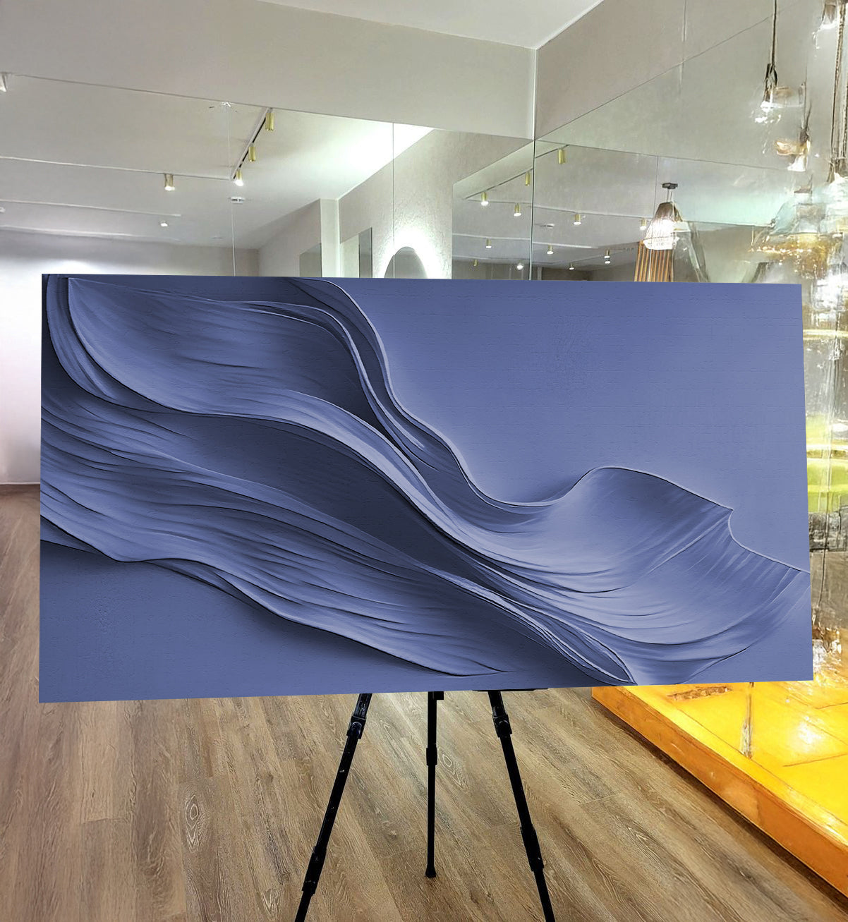 Midnight Navy Minimalist Abstract Canvas Wall Art