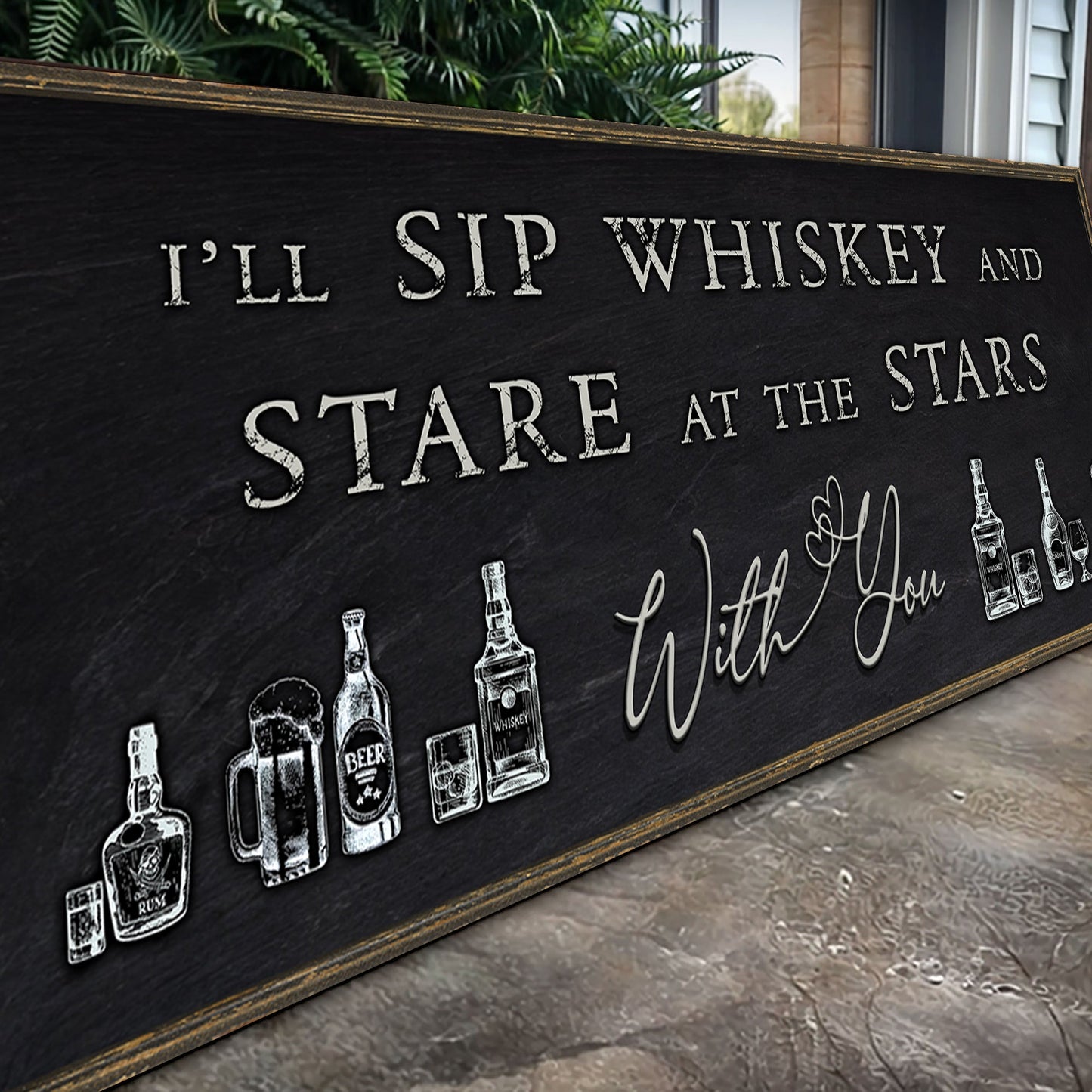Sip Whiskey With You Bar Sign Canvas Wall Art