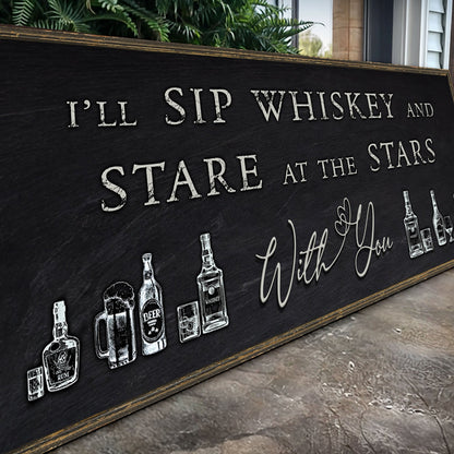 Sip Whiskey With You Bar Sign Canvas Wall Art