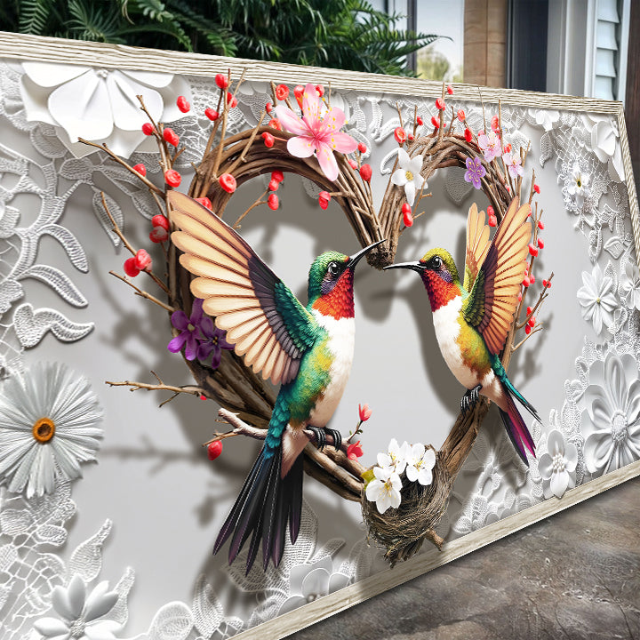 3D Hummingbirds Canvas Wall Art IV