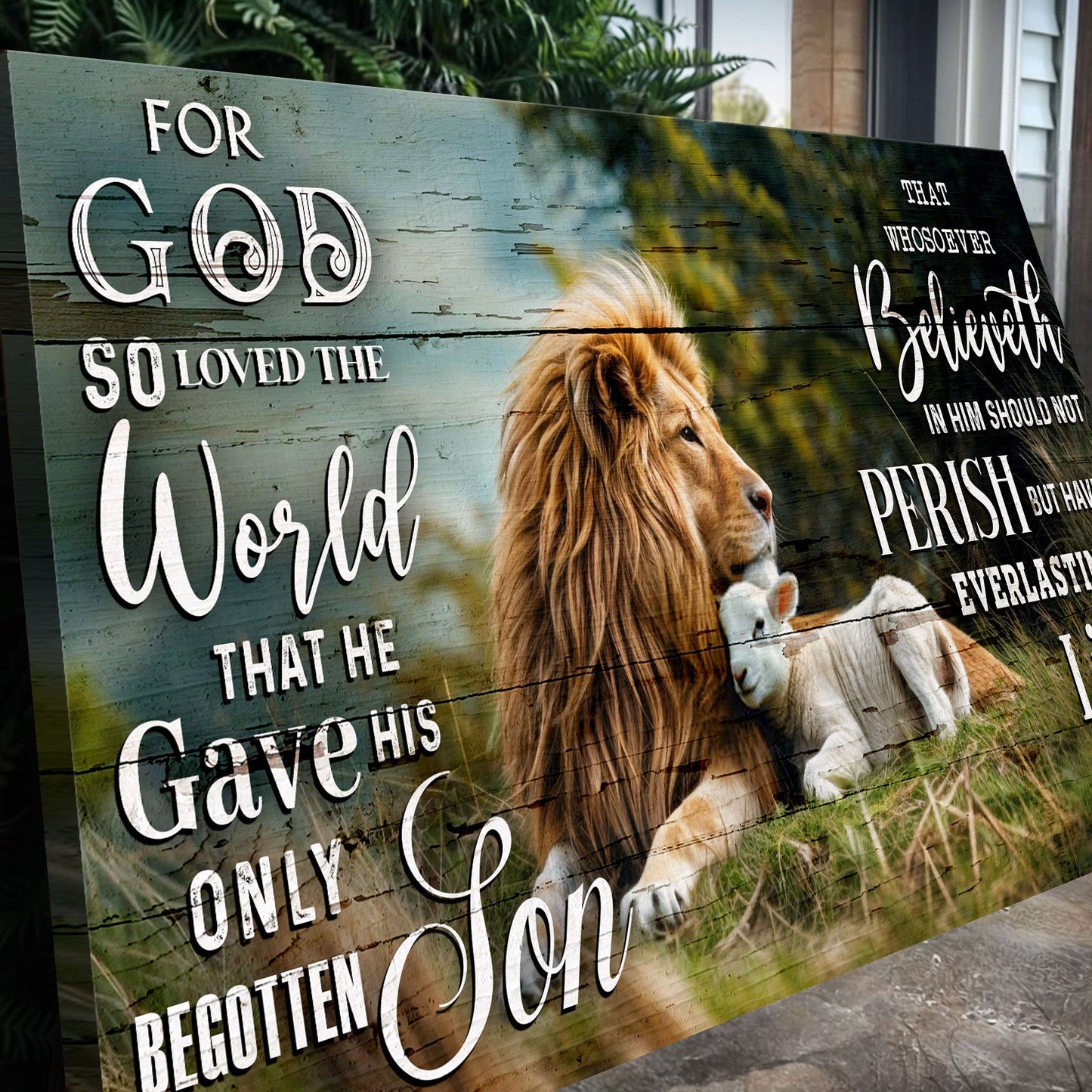 John 3:16 For God So Loved the World Canvas Sign
