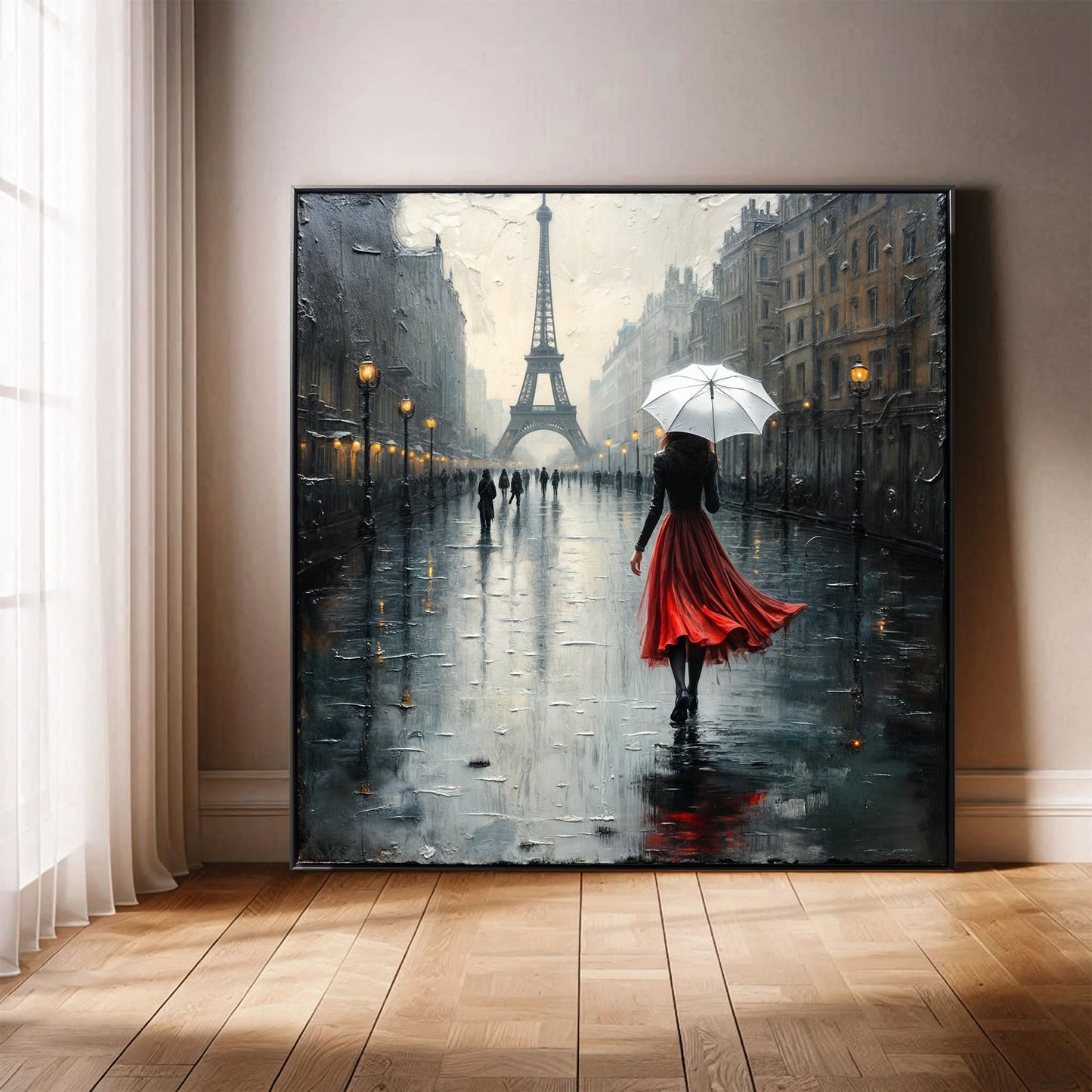 Paris stroll painting canvas wall art with impressionist street scene