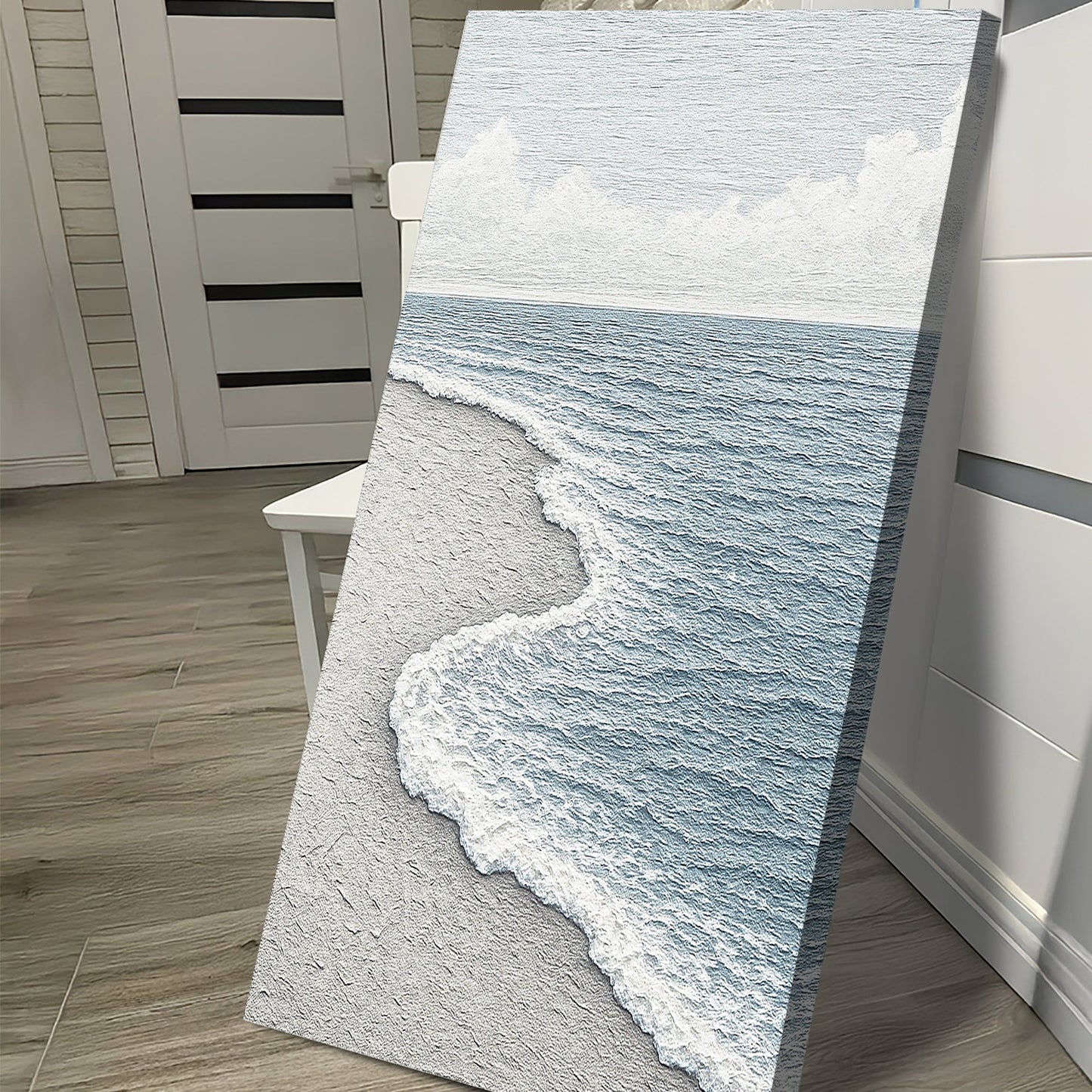 White Waves Abstract Canvas Wall Art