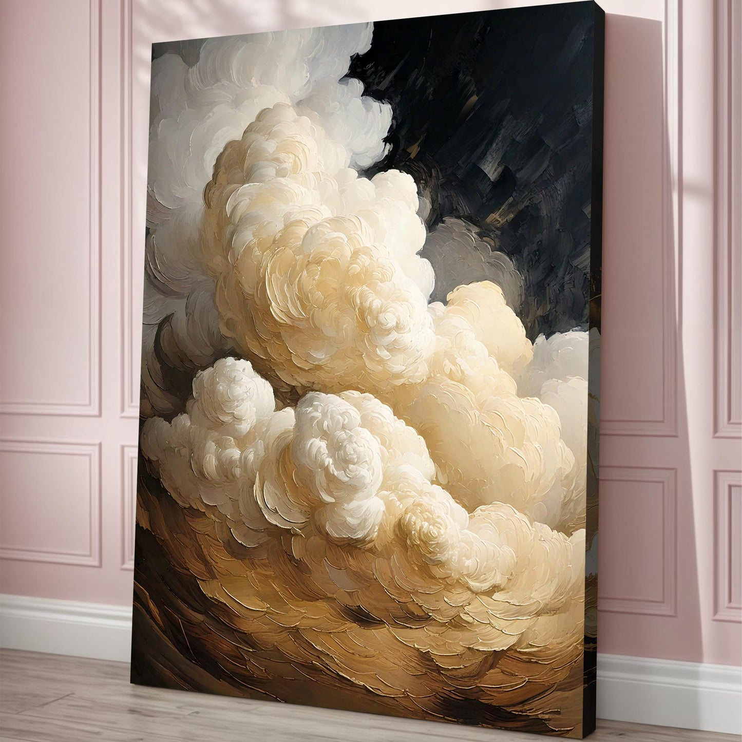 Beige Cloud Abstract Canvas Wall Art