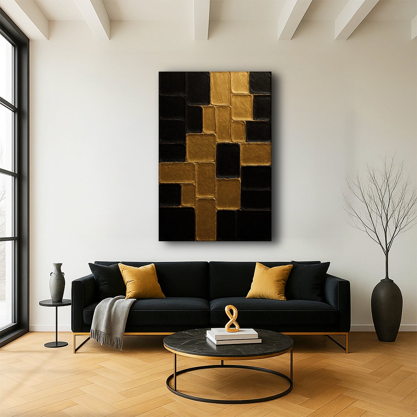 Contemporary Black and Gold Canvas Wall Art II