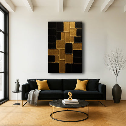 Contemporary Black and Gold Canvas Wall Art II