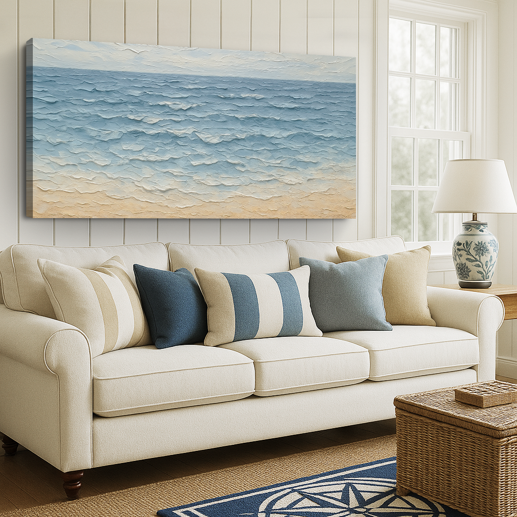 Serene Ocean Wave Coastal Canvas Wall Art