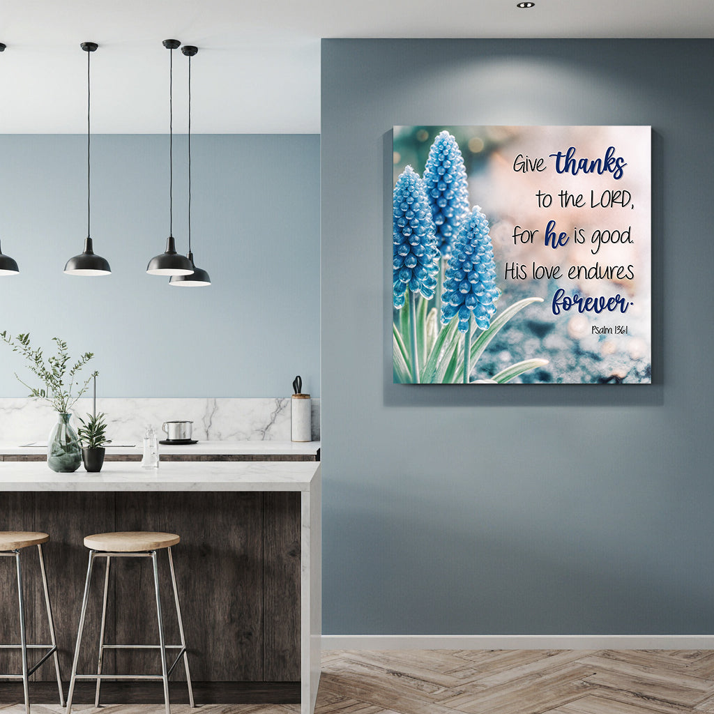 Psalm 136:1 Give Thanks to the Lord Faith Canvas Wall Art