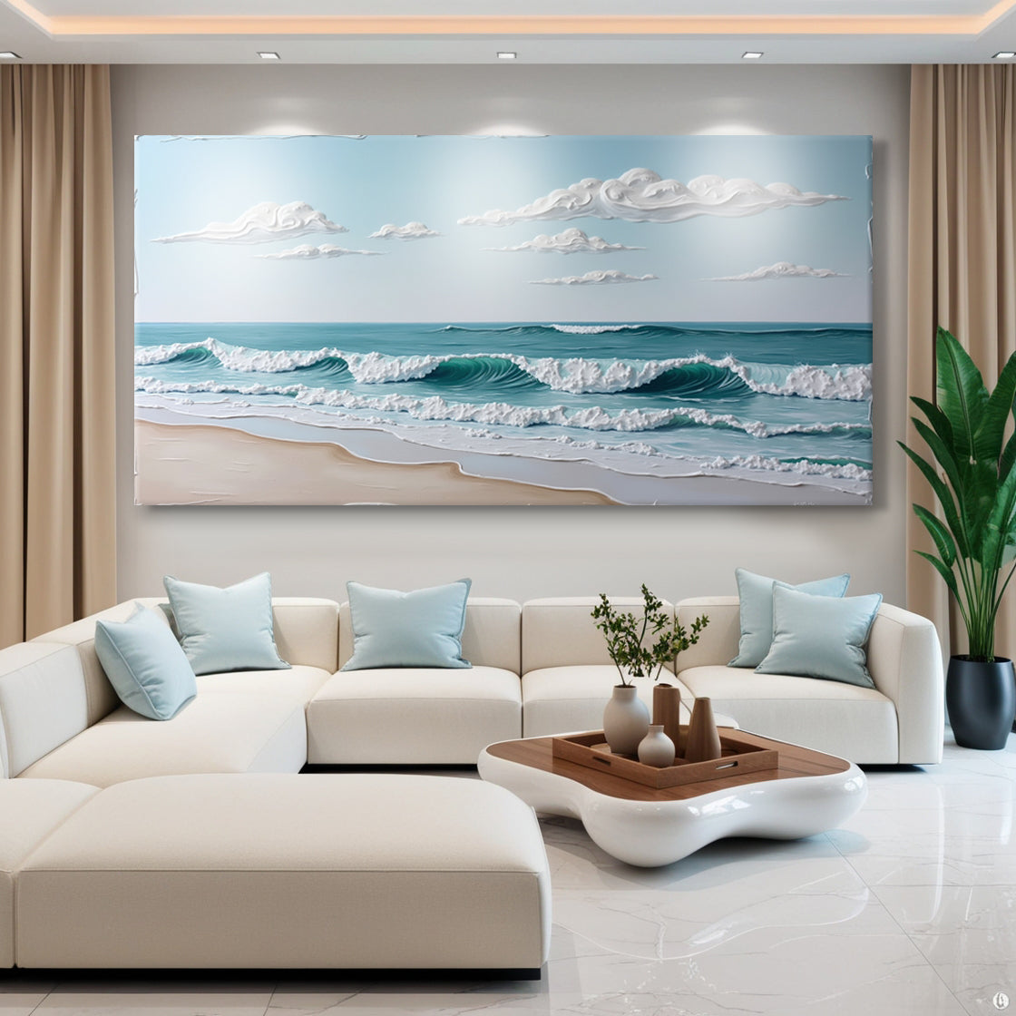 Serene Ocean Wave Canvas Coastal Wall Art