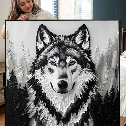 3D Wolf Canvas Wall Art Square
