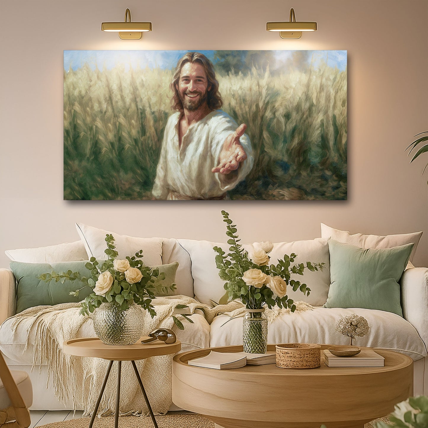 Savior's Invitation faith canvas art III with third rendering of biblical welcome and mercy theme