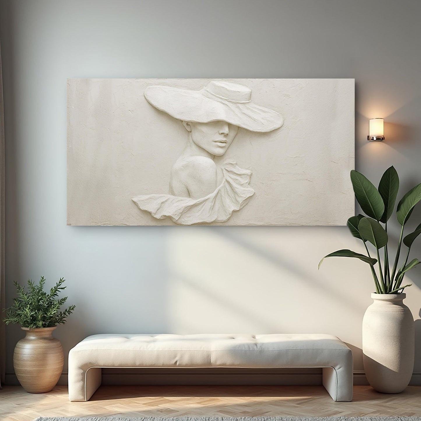 3D Minimalist Female Portrait Canvas Wall Art