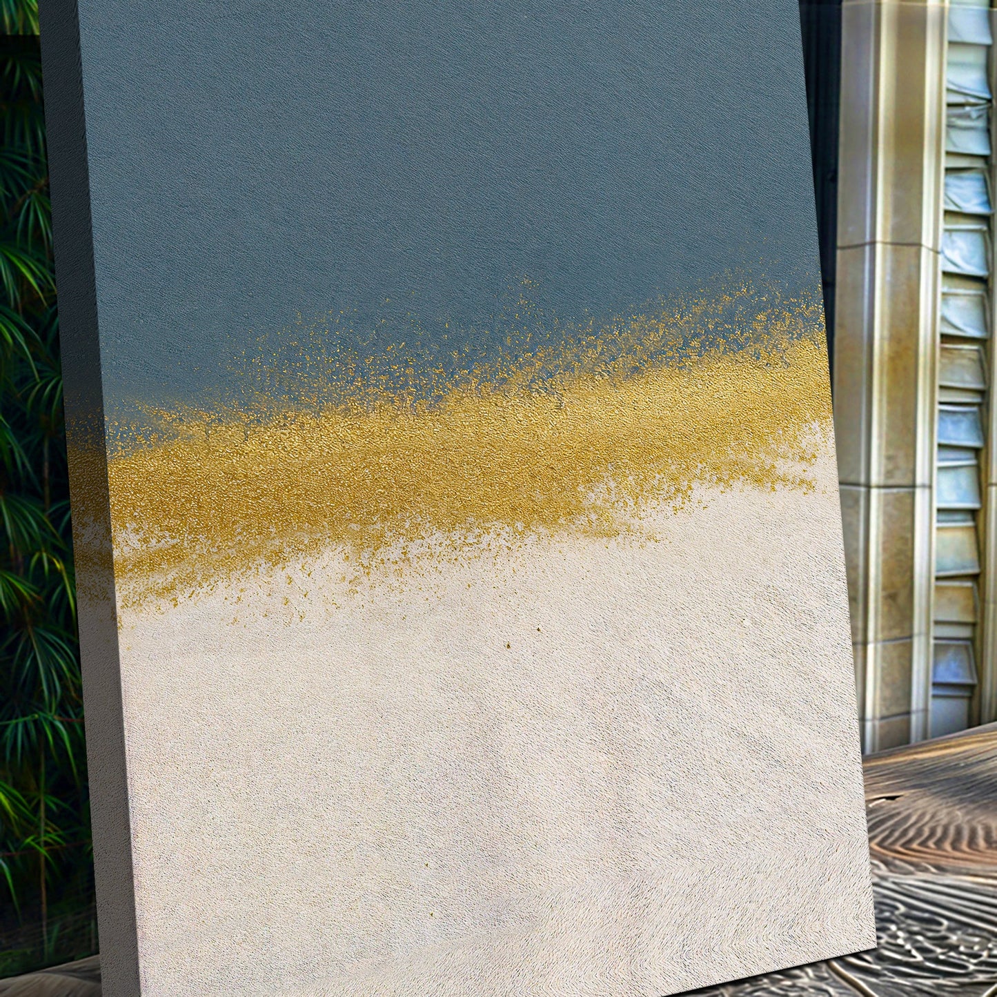 Minimalist Blue and Gold Abstract Canvas Wall Art