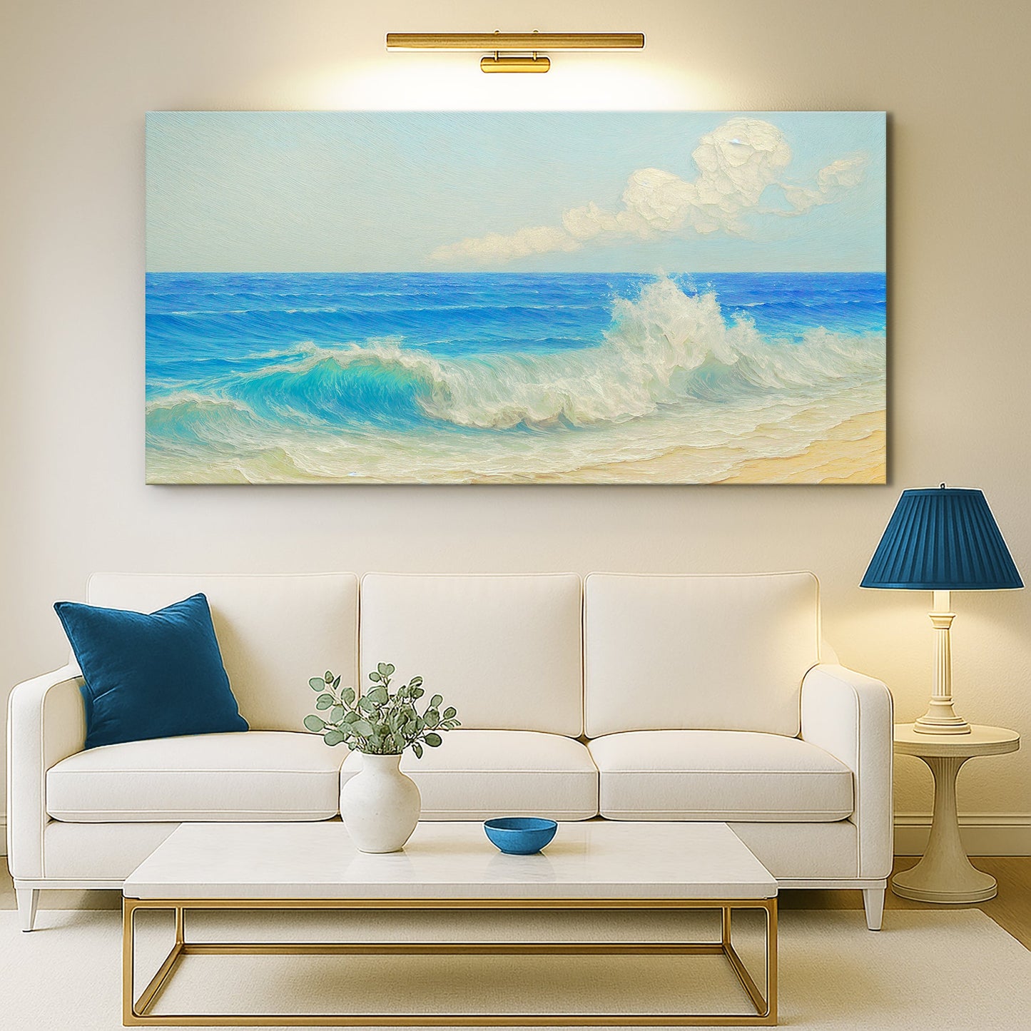 Serene Ocean Wave Coastal Canvas Wall Art