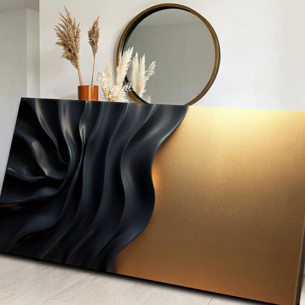 Black and Gold Abstract Minimalist Canvas Wall Art