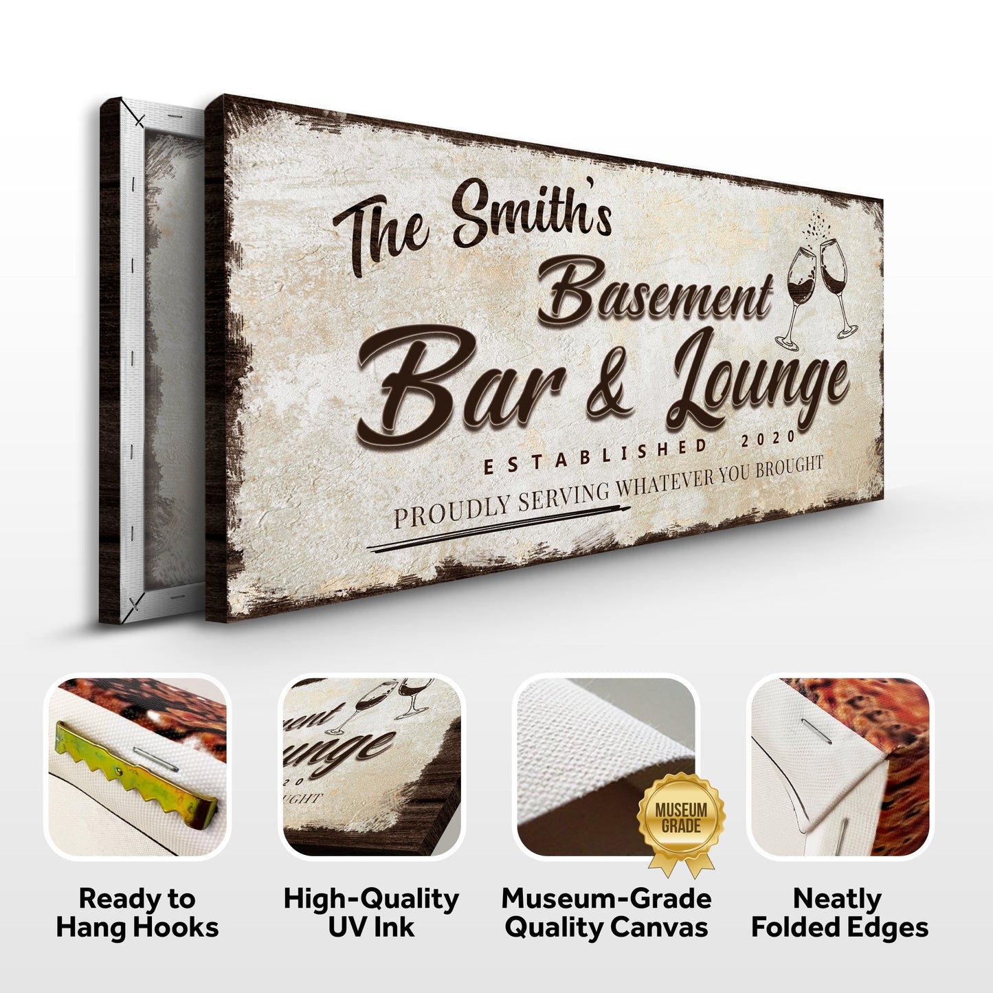 Basement Bar And Lounge Canvas Sign II