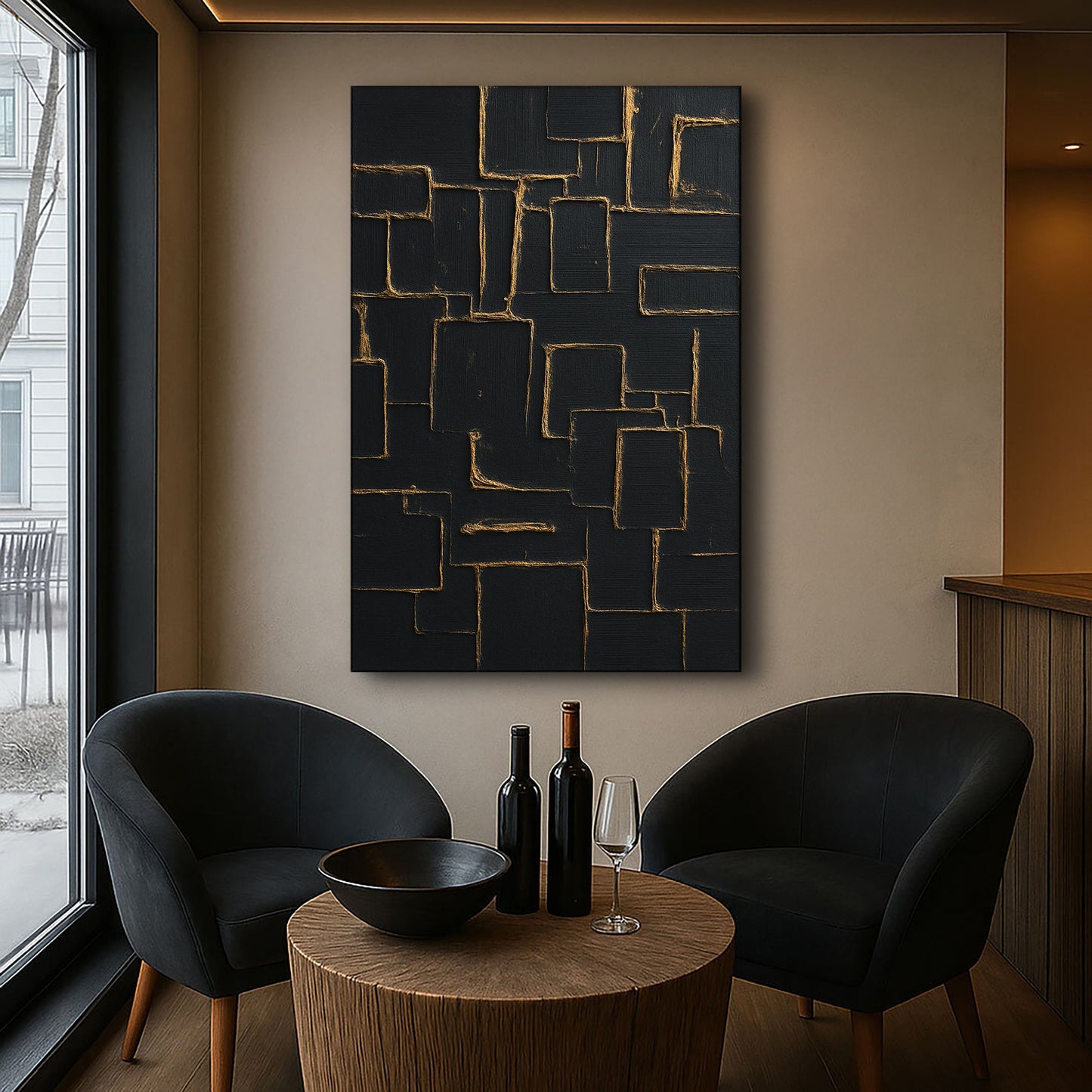 Contemporary Black and Gold Canvas Wall Art