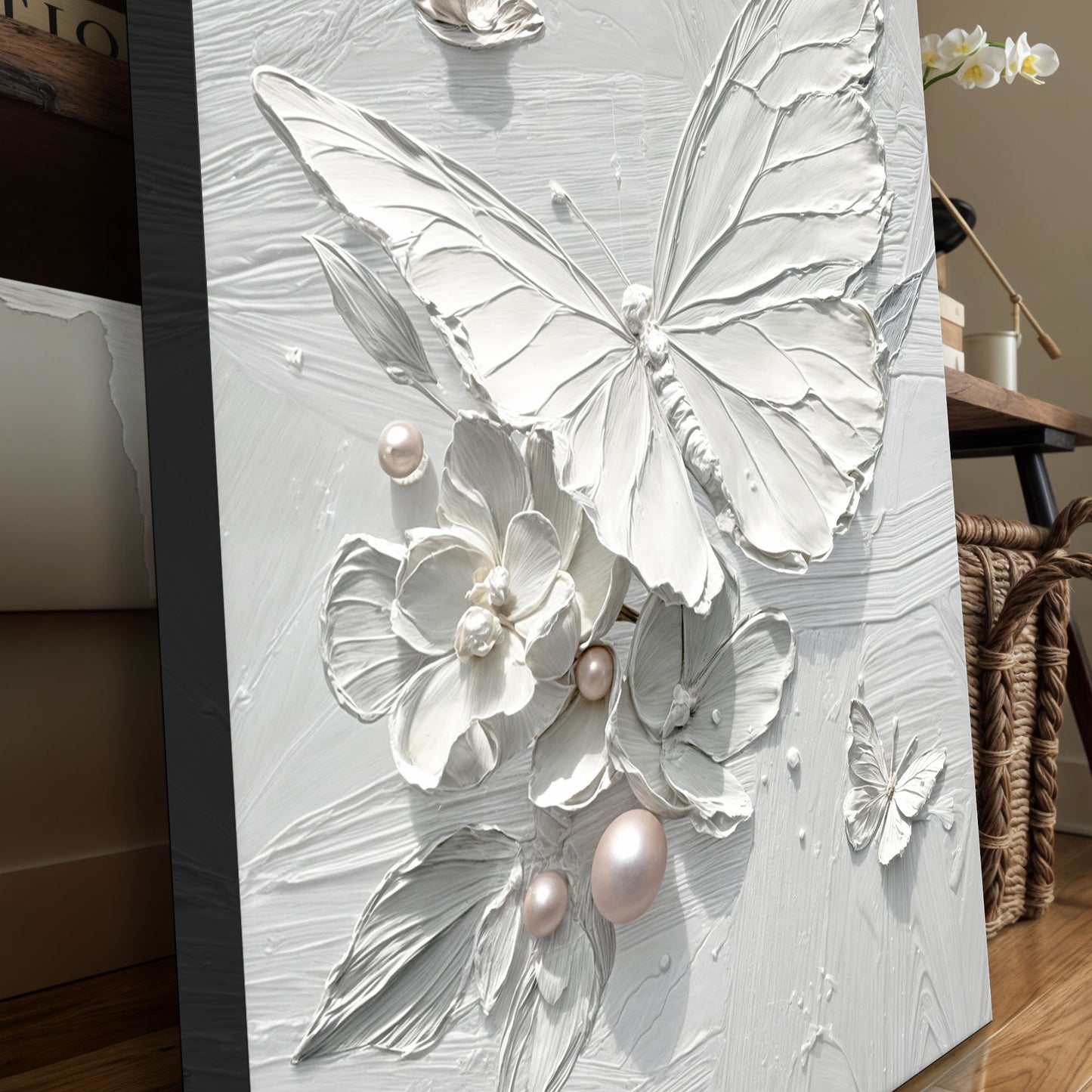 White Butterfly Canvas Wall Art