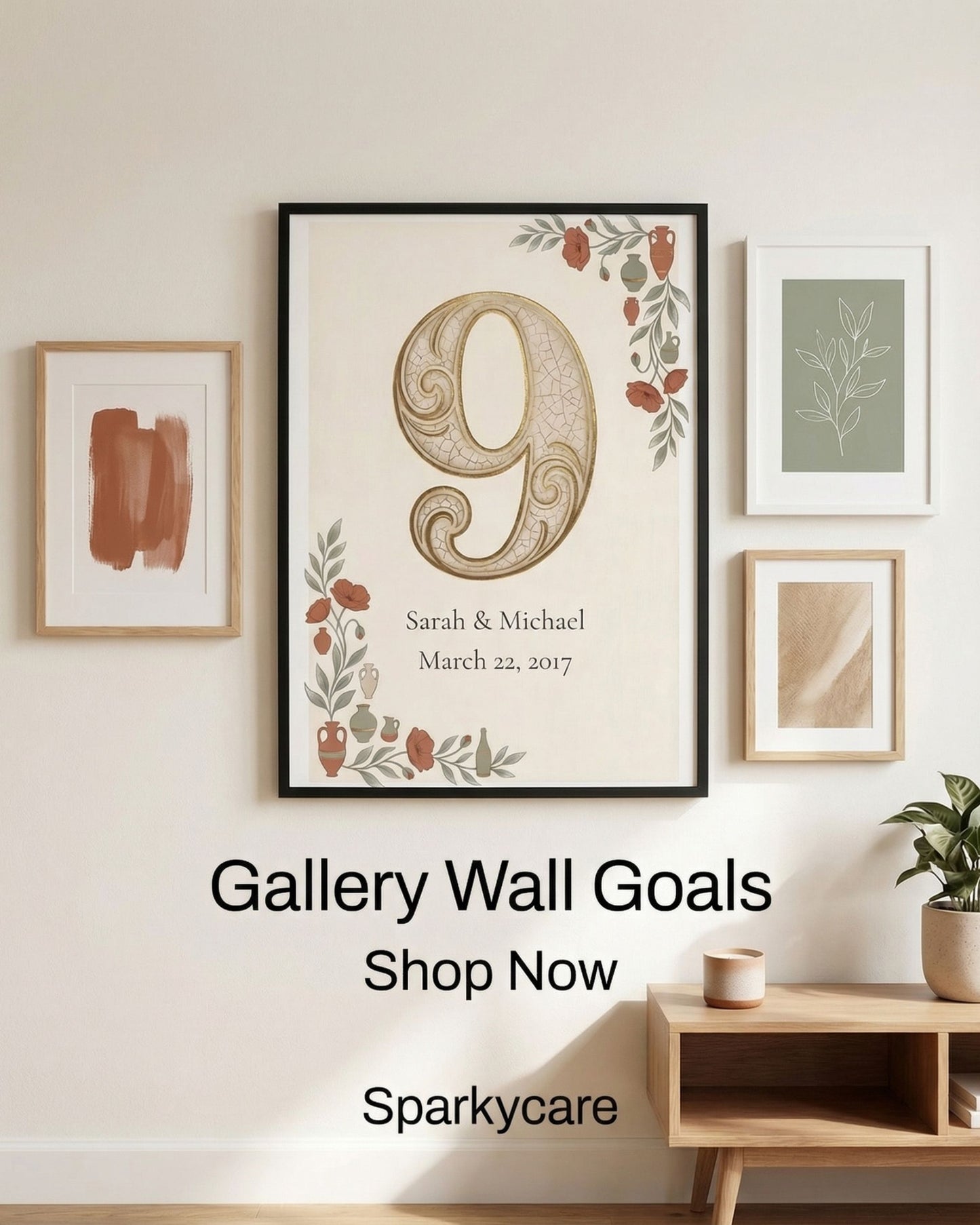 Personalized 9th Anniversary Wall Art