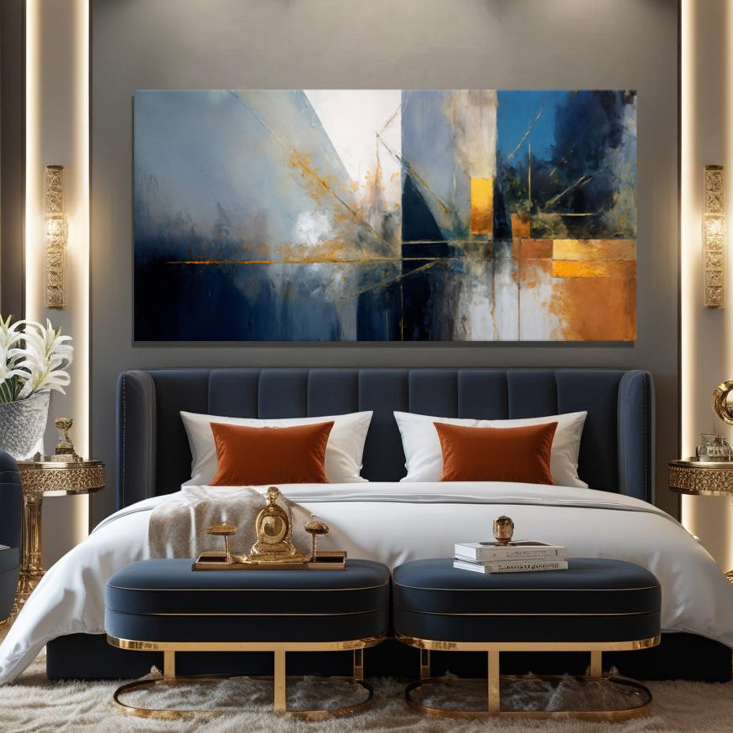 Abstract Geometric Lines Canvas Wall Art