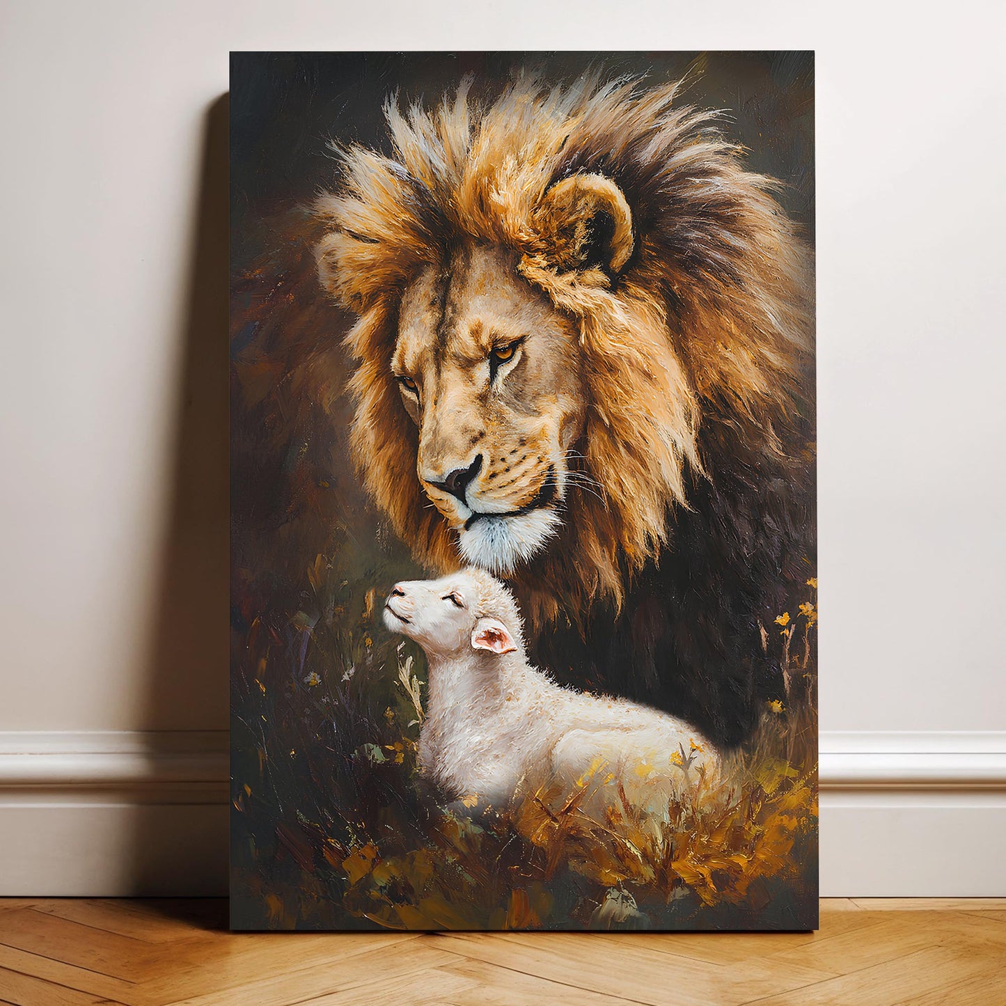 Lion and Sheep Faith Canvas Wall Art