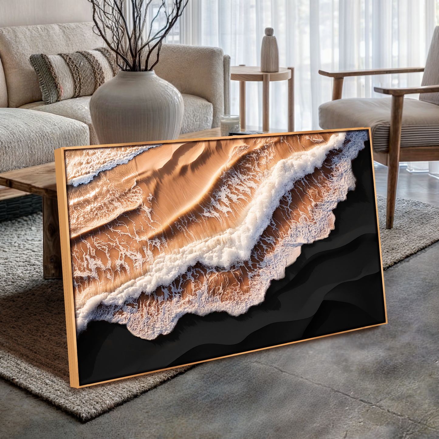 Amber Ocean Waves Canvas Wall Art