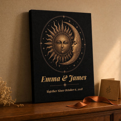 Personalized Sun & Moon Bronze Anniversary Canvas