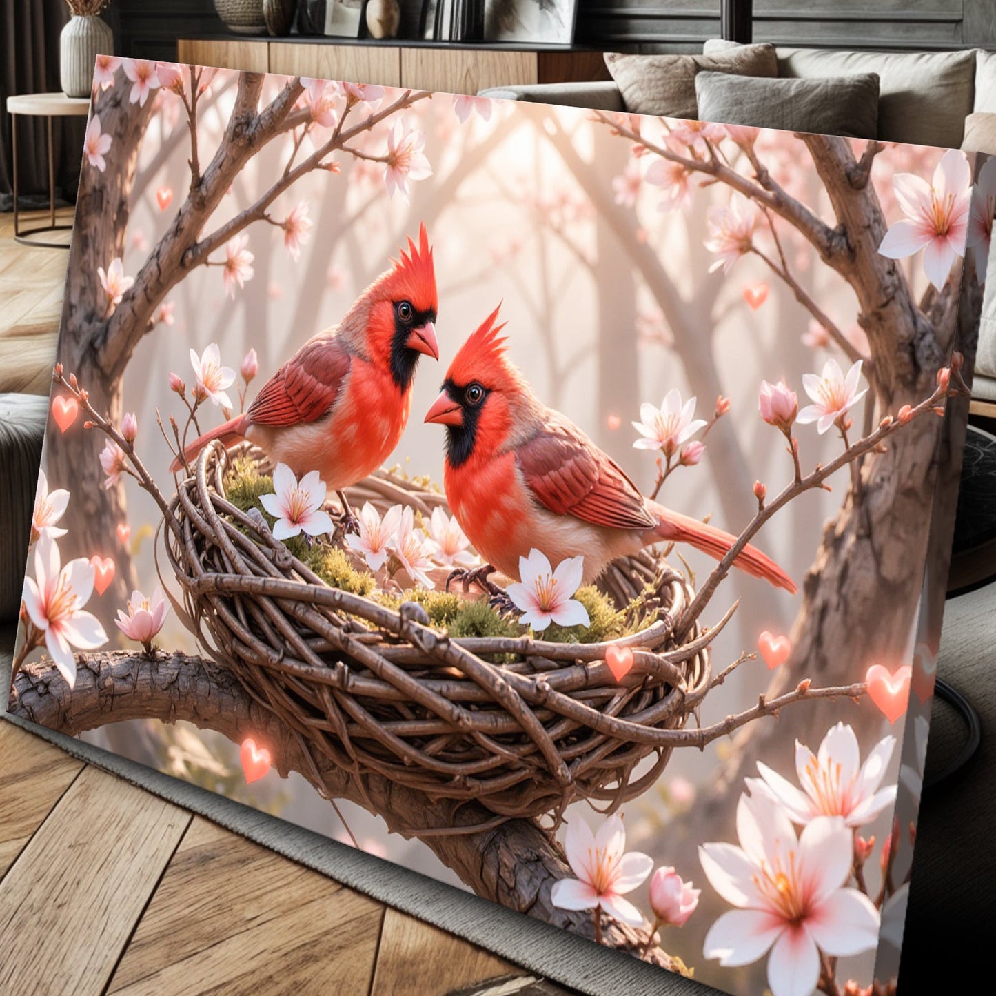 3D Cardinals Canvas Wall Art