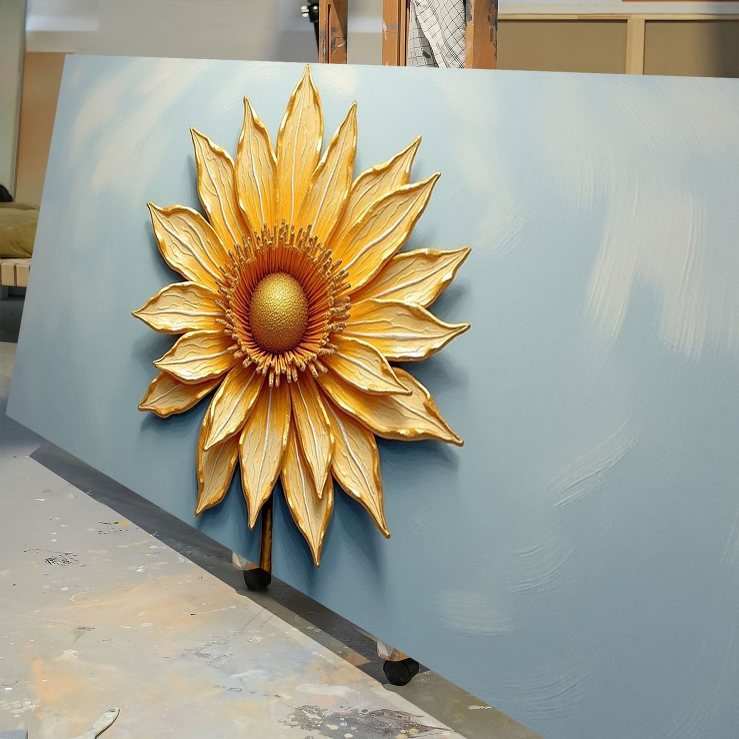 Golden Dandelion Minimalist Canvas Wall Art - Abstract Print